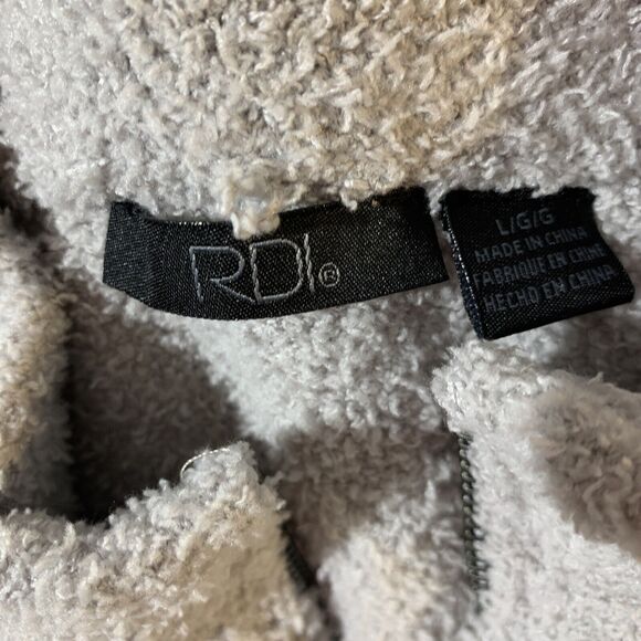 RDI Women’s NWOT Half Zip Pullover Fuzzy Long Sleeve Kangaroo Pocket Gray Large - Picture 4 of 5